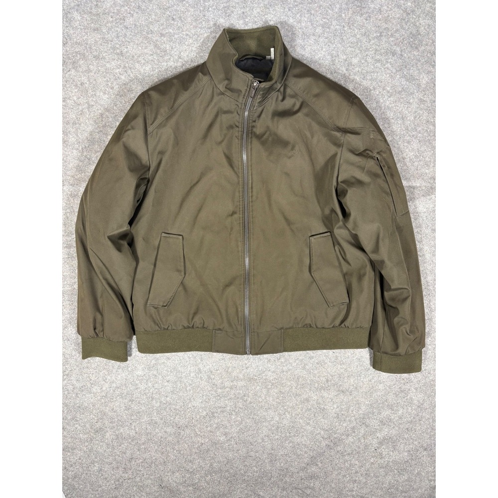 Calvin Klein Mens Olive Green Full Zip Bomber Jacket Ripstop Shell Size L‎